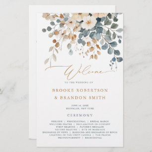 Soft Muted Tone Floral Wedding Programme