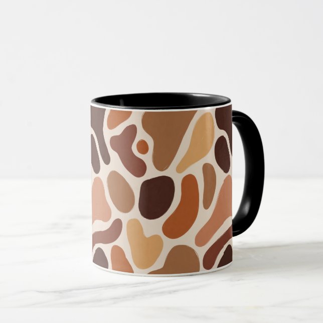 Soft Organic Art Mug – Beige & Brown Palette (Devant droit)