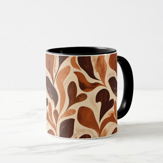 Soft Organic Art Mug – Beige & Brown Palette (Devant droit)