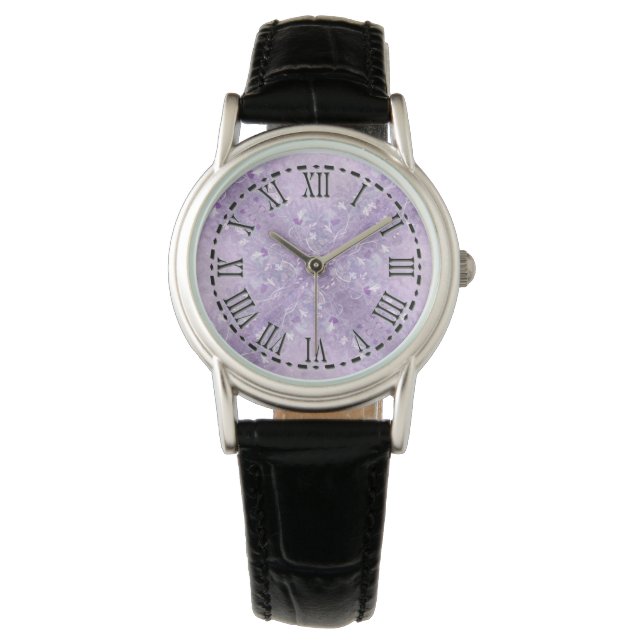 Soft Pastel Mauve Floral Pattern Montre (devant)
