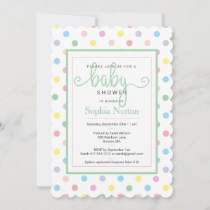 Soft Pastel Pois Baby shower Invitation