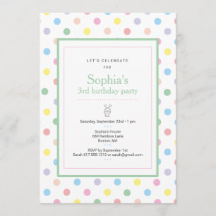 Soft Pastel Pois Invitation de fête d'anniversaire