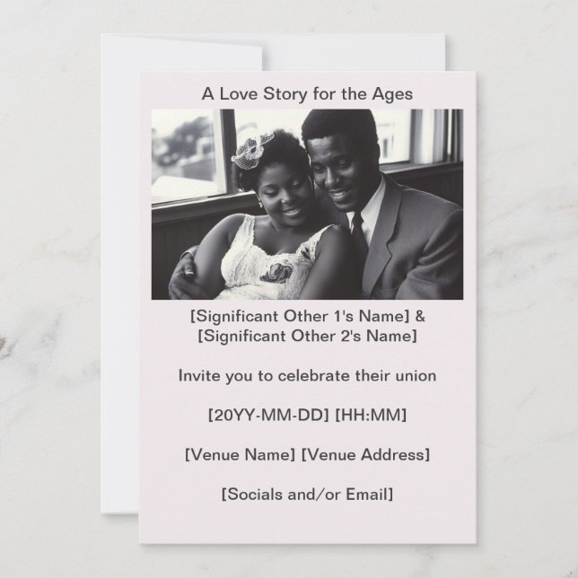 Soft Peach 1960s Saisons of Black Love Invitation (Devant)