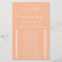Soft Peach Baby shower moderne maman ou papa Jeu