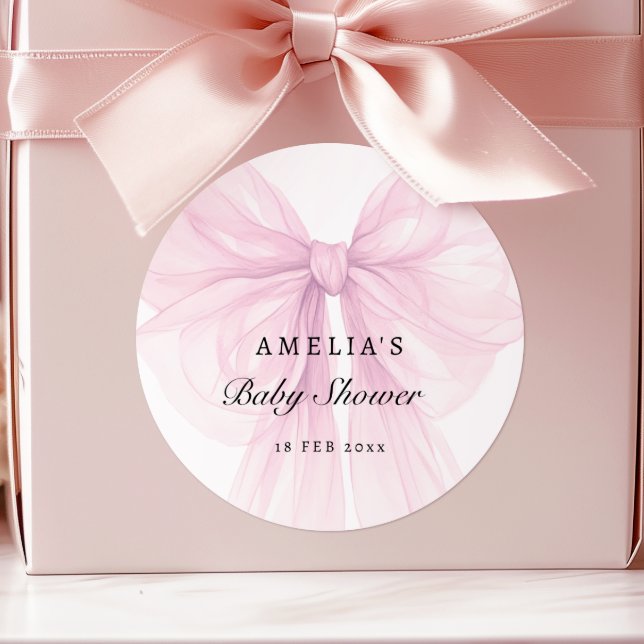 Soft Pink Blush Bow Baby Girl Stickers (Créateur téléchargé)