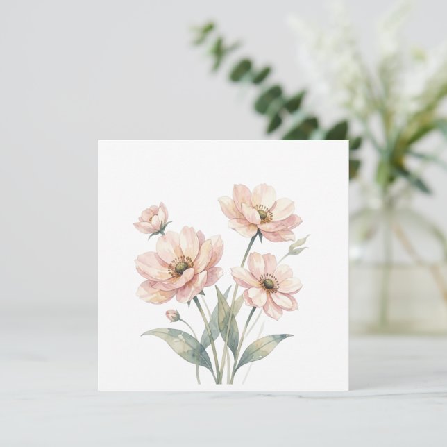 Soft Pink Floral Watercolor Bouquet Art (Debout devant)