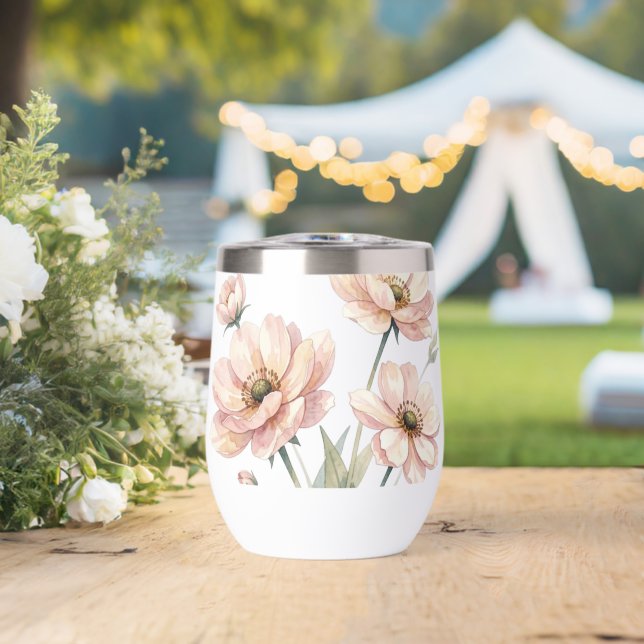 Soft Pink Floral Watercolor Bouquet Art (Mariage (pivoté))