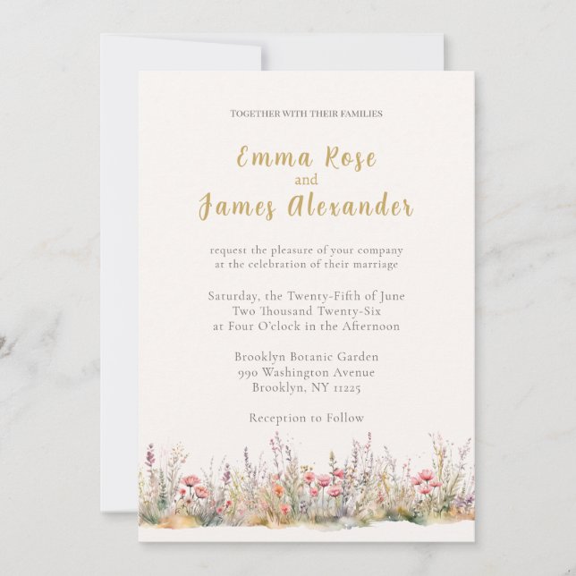 Soft Pink Minimalist Floral Wedding Invitation (Devant)