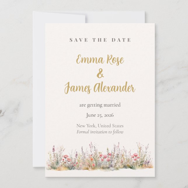 Soft Pink Minimalist Floral Wedding Save The Date (Devant)