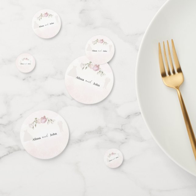 Soft Pink Roses Wedding Collection Table Confetti (Groupe)