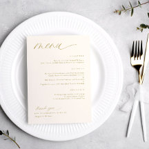 Soft Romantic Script Cream Gold Menus Mariage