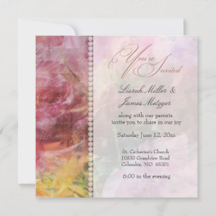 Soft romantique invitation à un mariage floral et