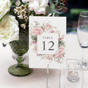 Soft Rose Botanique 5x7 Cartes Numéro de tableau