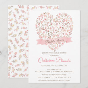 Soft rose Floral Coeur nuptiale Invitation à la do