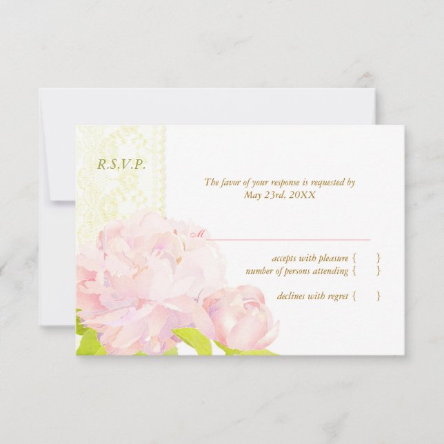 Soft rose Peony Mariage Floral RSVP (Devant)