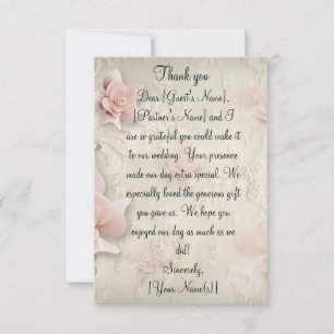 Soft Rose Roses Mariage Merci Cartes de notes