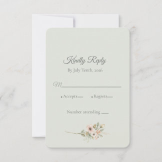 Soft Sage Botanical Wedding RSVP Card |