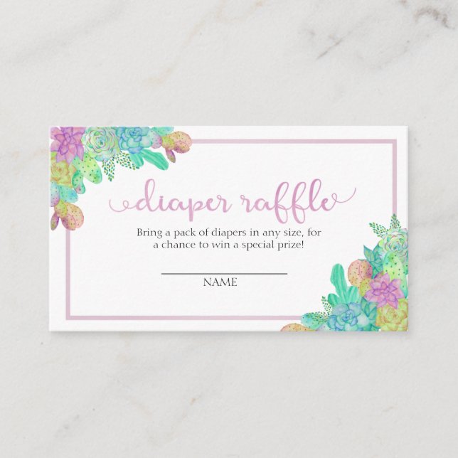 Soft Succulent & Cactus Girls Déchets Carte Raffle (Devant)