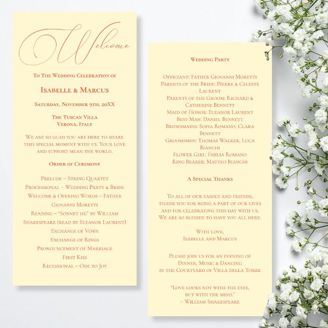 Soft Sunset Hues Programme de mariage (Soft Sunset Hues Wedding Program)