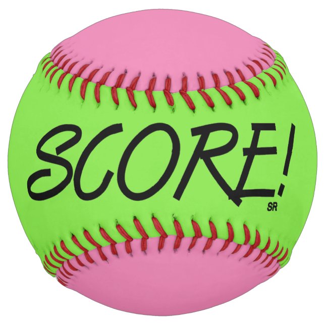 Softball Chaux de coeur et balle molle rose (Devant)