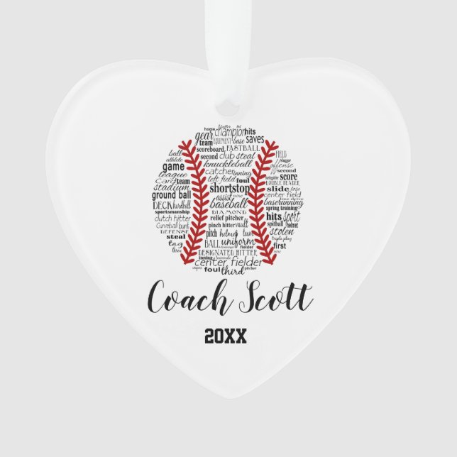 Softball Coach équipe cadeau ornement de Noël (devant)