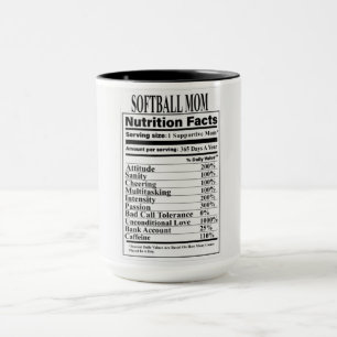 Softball Mom Nutrition Fiches Mug