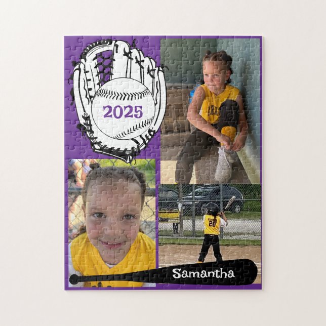 Softball ou baseball 3 Photo Jigsaw Puzzle violet (Vertical)