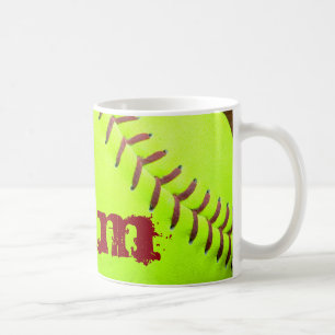 Softball Yellow Fast Pitch 8U 10U Coffee Cup Mug