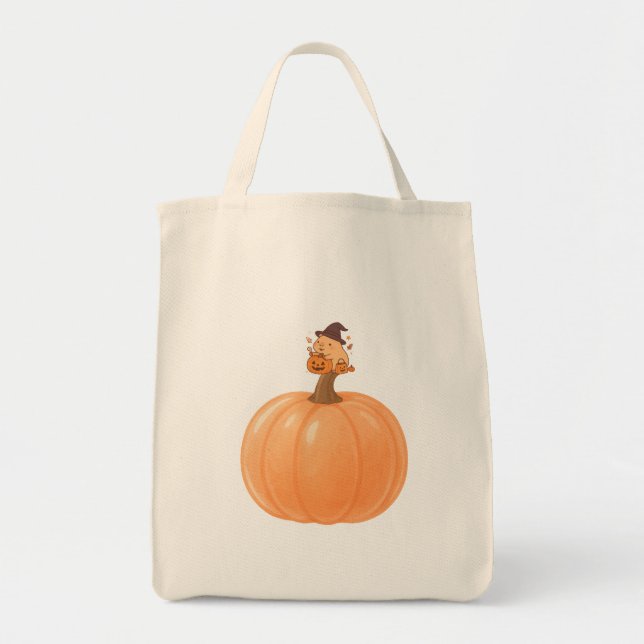 Softly Spooky Capybara Pumpkin Tote Bag (Devant)