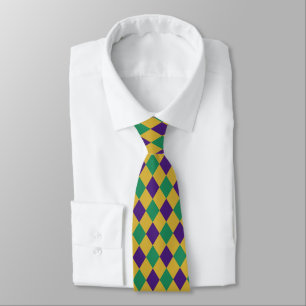 Soie de Jockey Diamant Violet Vert Cravate Or
