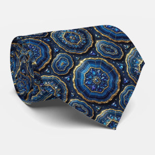 Soie fausse de luxe Col de cravate géode Navy Bl