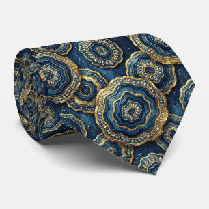 Soie fausse de luxe Col de cravate géode Navy Bl