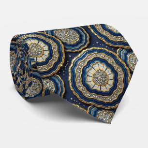 Soie fausse de luxe Col de cravate géode Navy Bl