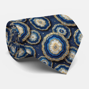 Soie fausse de luxe Col de cravate géode Navy Bl