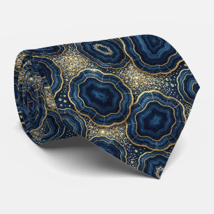 Soie fausse de luxe Col de cravate géode Navy Bl