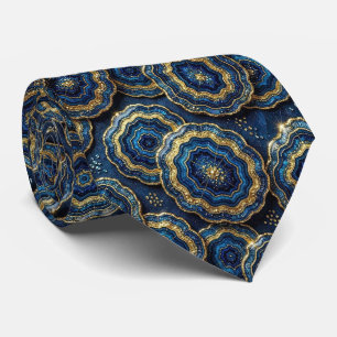Soie fausse de luxe Col de cravate géode Navy Bl
