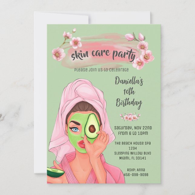 Soins de la peau Sage Vert Spa Fille Invitation d' (Devant)