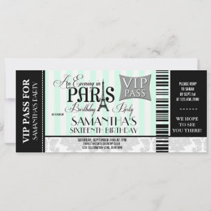 Soirée à Paris Sweet 16 fêtes Invitations