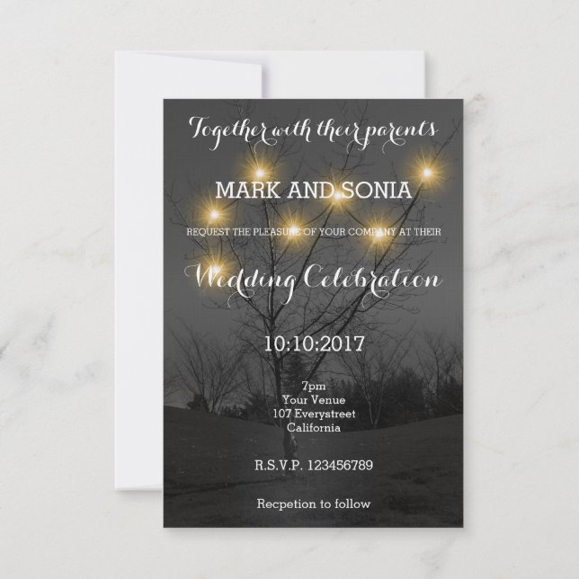 Soirée Arbre Jardin mariage Invitation (Dos)