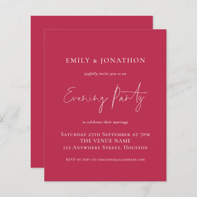 Soirée Budget Magenta Mariage (Devant / Derrière)