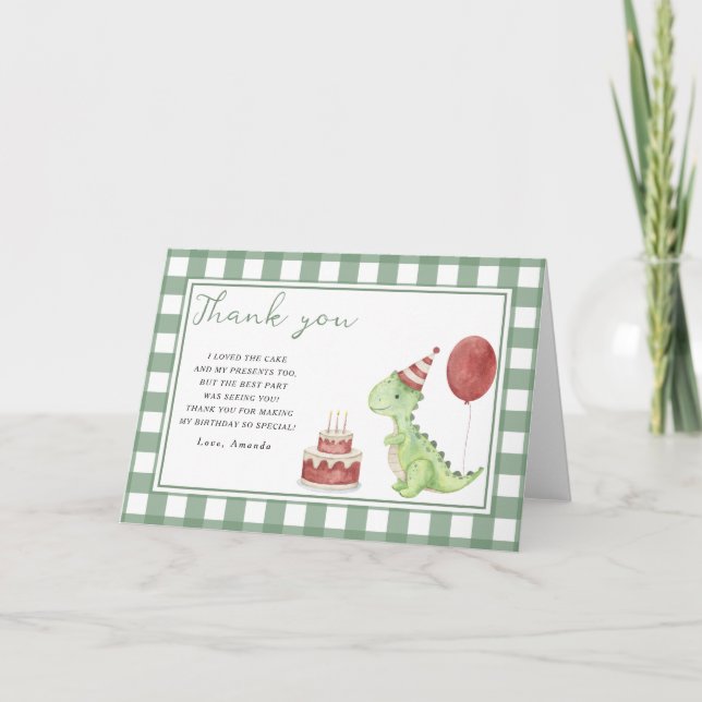 Soirée d'anniversaire de Cute Dinosaur merci (Devant)