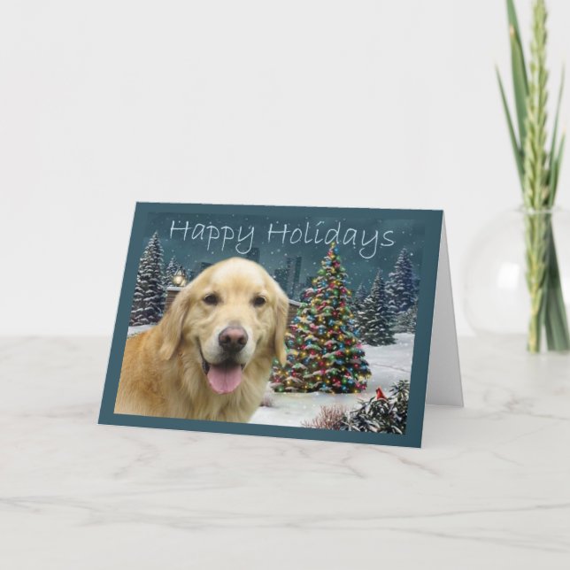 Soirée de la carte de Noël Golden Retriever (Devant)