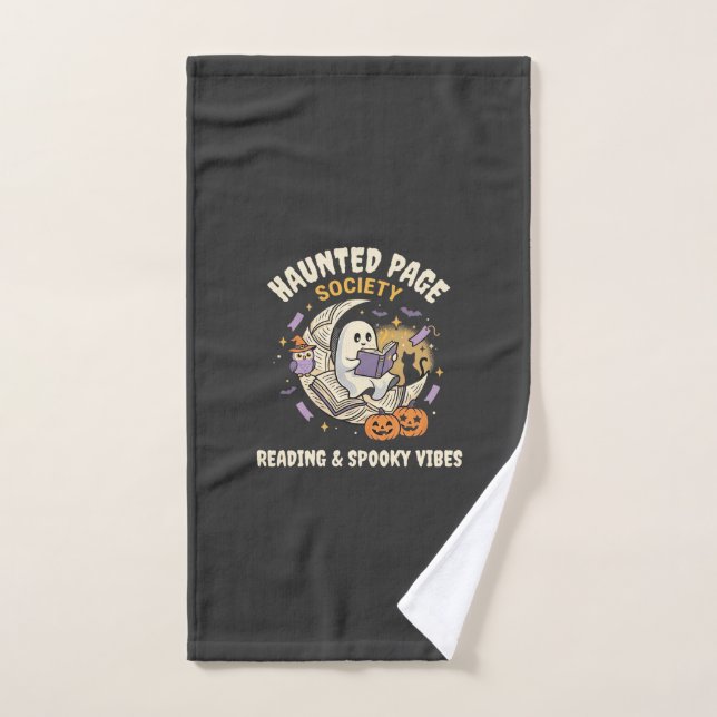 Soirée de lecture hantée d'Halloween (Serviette à main)