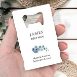 Soirée de mariage Eucalyptus Green<br><div class="desc">Des ouvre-bouteilles personnalisées pour vous permettre de customiser avec le nom de tout le monde dans votre mariage. Vous pouvez également ajouter les noms de la mariée et du marié ainsi que la date du mariage. Ce design délicat a un flot d'eucalyptus feuilles sur un lave aquarelle avec aquarelle verte...</div>