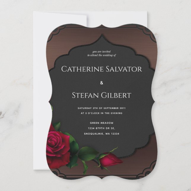 Soirée de mariage gothique Red Roses Invitation (Devant)