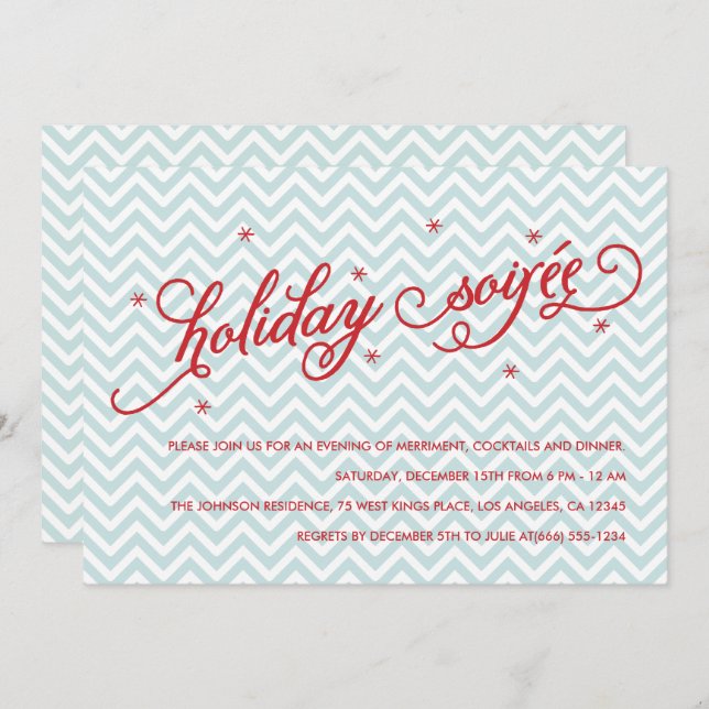 Soirée de Noël Chevron Invitation de la fête de No (Devant / Derrière)