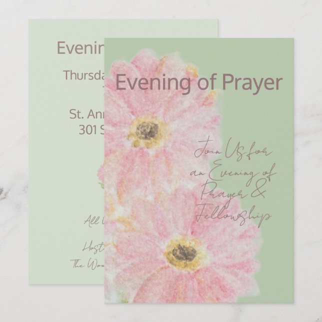 Soirée de Prière | Invitation Plate Gerbera Daisy  (Devant / Derrière)