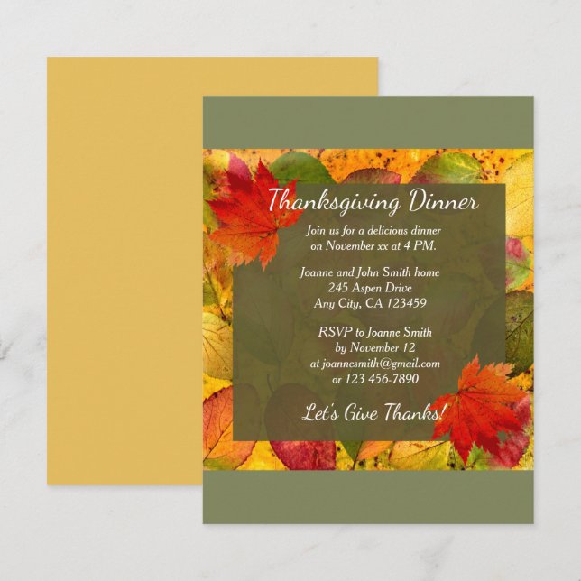 Soirée de Thanksgiving Invitation (Devant / Derrière)