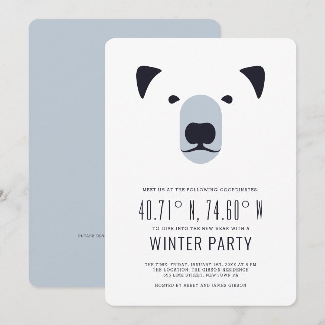 Soirée d'Hiver | Invitation en Coordonnées Polaire (Devant / Derrière)