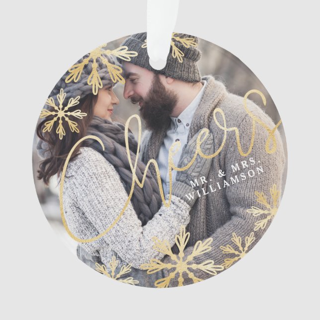 Soirée Elegant Gold Snowflake Photo de vacances (devant)